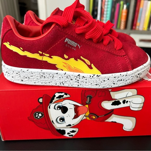 PUMA Paw Patrol Marshall sneakers | kids size 1.5c | red yellow white | suede - Picture 4 of 11